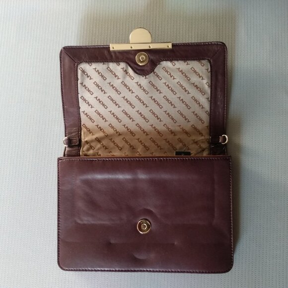 DKNY Burgundy Leather and Haircalf Clutch - NWT - Picture 5 of 11